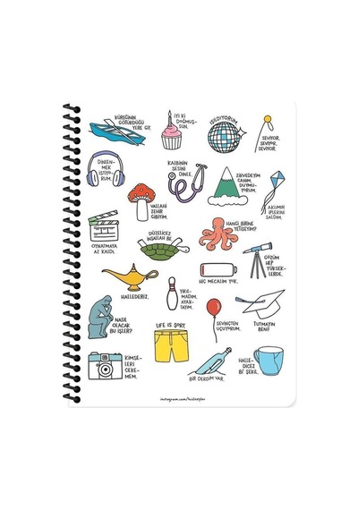 16,5 22,5 80yp.çiz.stickerli Defter - Dinlenmek Istiyorum Sarı