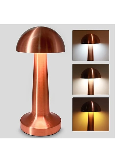 Noas Şarj Edilebilir Bronz Renk Ayarlanılabilir Işıklı Mantar Masa Lambası Bronz