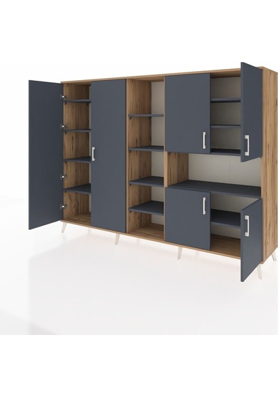 Hyperion Dolap 13 Raflı 6 Kapaklı 220x44x163 Çam-antrasit Antrasit - Atlas Çam Hyperion Dolap 13 Raflı 6 Kapaklı 220x44x163 Çam-antrasit Antrasit - Atlas Çam