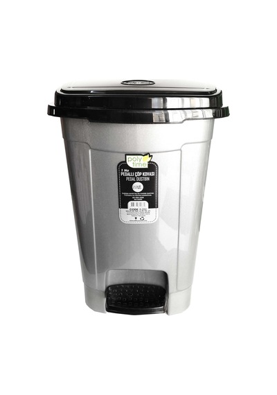Polytime Pedallı Basmalı Çöp Kutusu Kovası/çıkarılabilir İç Kovalı/gri / 22 Litre / 42x30x30 Cm Genel