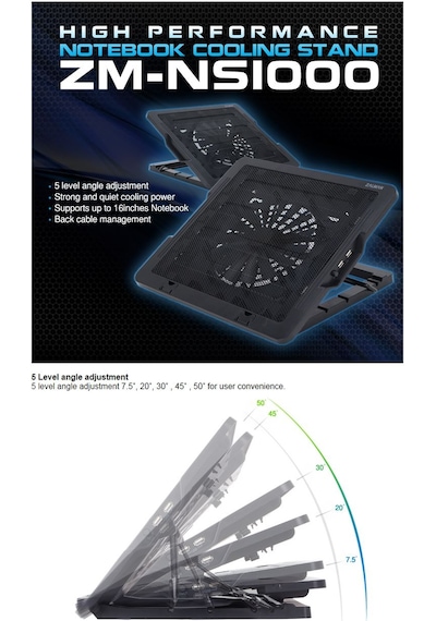 Zalman ZM-NS1000 16" Tek Fanlı Notebook Soğutucu