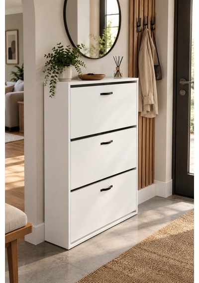 Sulorahome Düşer Kapaklı Beyaz Ayakkabılık 74 Cm