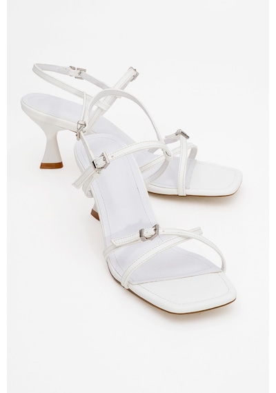 Luvishoes Luvi Shoes Nebel Beyaz Cilt Kadın Topuklu Ayakkabı Beyaz