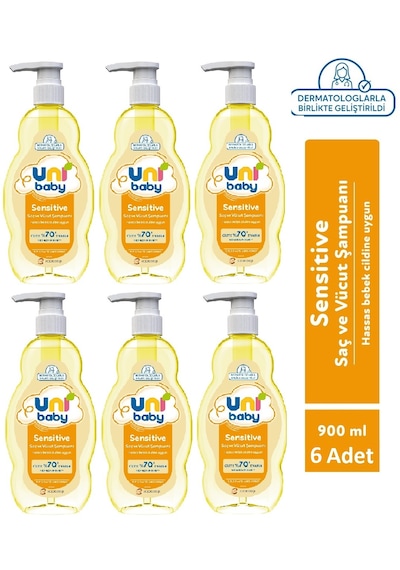 Uni Baby Sensitive Saç Ve Vücut Sampuanı 900 Ml X 6 Adet Tüm Saçlar