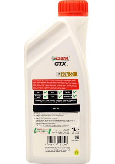 Castrol GTX LPG 20W-50 Motor Yağı 4 x 1 L