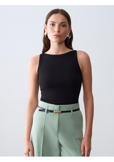 Dilvin 32774 Halter Yaka Top-siyah