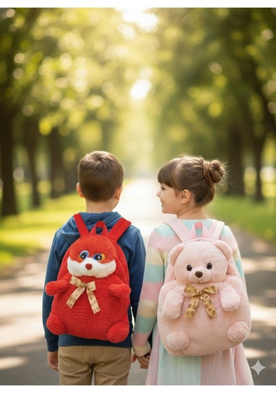 Sarı Çantalı Peluş Ayıcık 5 Renk Varyantlı Kırmızı