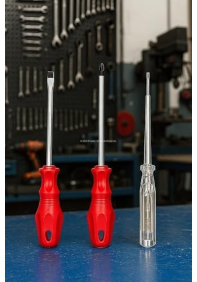 Lü Tornavida Kontrol Seti 20 Cm Düz Yıldız Uçlu Ergonomik Tutma Kolu Dayanıklı El Aleti Takımı
