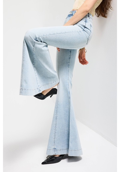 Itsbasic Kadın Kot Rengi 4s6-32 Flare Fit Elastan Denim Jean