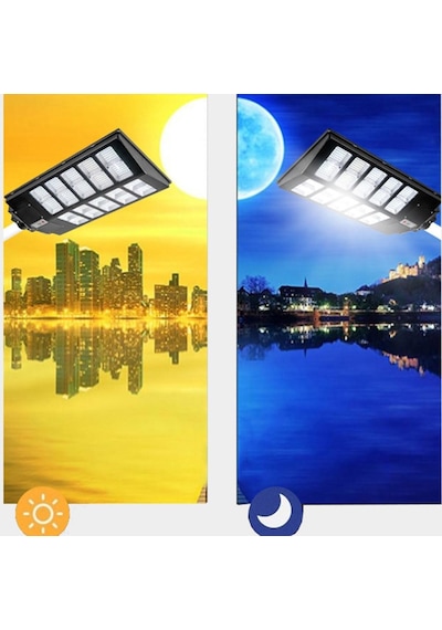 300w Solar Hareket Sensörlü Bahçe Aydınlatması 6 Led Panel Lamba, Güneş Enerjili, Kumandalı 3modlu