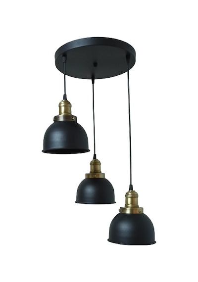 Rys Retro Metal Siyah 3 Lü Eskitme Duylu Dekoratif Rustik Sarkıt Avize Çap:30 Cm Beyaz