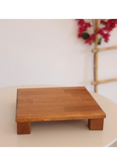 Tityos Küp Ayaklı 30x30 Cm Ahşap Kare Pasta Sunum Servis Tabağı