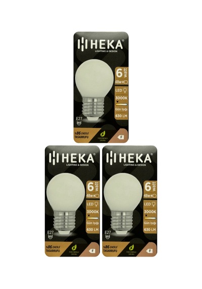 3 Adet Heka 6w 48w 3000k Sarı Işık E27 Duylu Soft Led G45 Ampul Heka