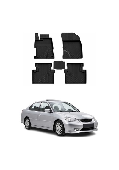 Honda Civic 7 2001-2007 Uyumlu 4d Havuzlu Paspas Kauçuk Siyah 5 Parça