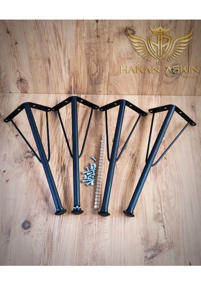 By Hakan Aşkın 40 Cm Metal Siyah Sehpa Firkete Ayağı Ve Takımı 4 Lü Siyah Ayak