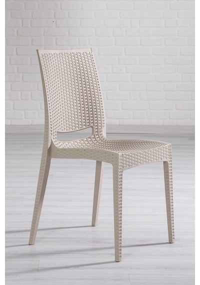 Rattan Small Camlı Cappucino Masa Takımı Bahçe&balkon 1 Camlı Masa 4 Sandalye Kahverengi