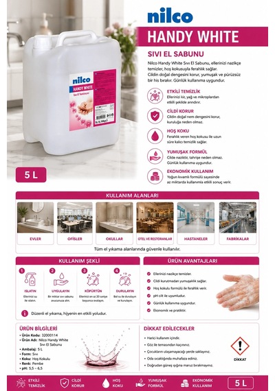 Nilco 32000114 Handy White Sıvı El Sabunu 5 L