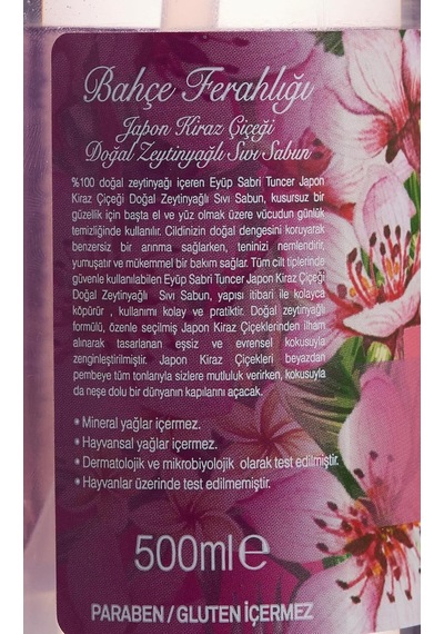 Eyüp Sabri Tuncer Doğal Zeytinyağli Sıvı Sabun Japon Kiraz Çiçeği 500 Ml Diğer
