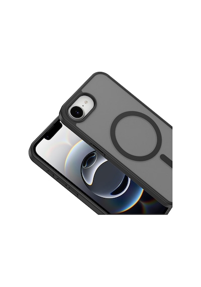 Vendas Apple iPhone Uyumlu  16e Kılıf M-safe Şarj Özellikli Zore Babet Kapak + Kamera Lens Koruyucu Siyah