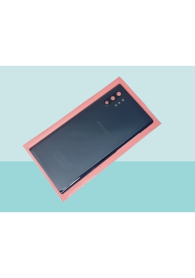 Tkgz Samsung Galaxy Uyumlu Note 10 Plus Arka Kapak Batarya Kapağı Cam Full Lensli - Siyah Çok Renkli