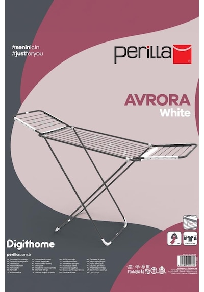Perilla KMU17009-19 Avrora White Kurutmalık Kalın Telli Kanatlı Çamaşır Kurutma Askısı Beyaz Beyaz - Siyah