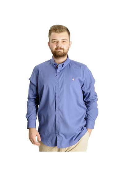 Mode Xl Büyük Beden Erkek Gömlek U.kol Tom Oxford 23303 İndigo 001