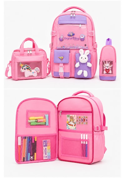Quovo Kawaii Kore Tarzı Aksesuarlı Ortopedik Yerli Okul Çantası Kız Erkek Beslenme Kalemlik Çanta Seti Pembe Quovo Kawaii Kore Tarzı Aksesuarlı Ortopedik Yerli Okul Çantası Kız Erkek Beslenme Kalemlik Çanta Seti Pembe
