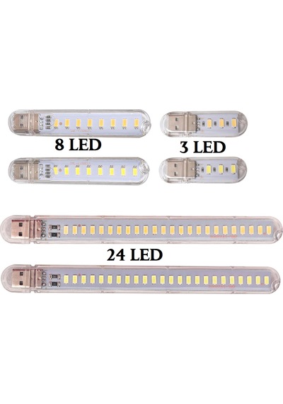 Unichrome 5730 SMD 3 Led Beyaz Işık Taşınabilir Mini USB Beyaz