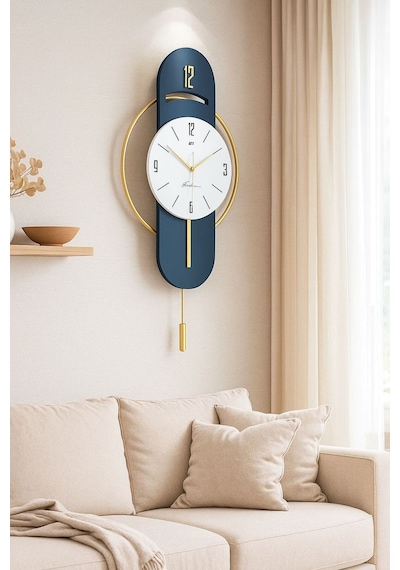 MetaQuartz Aksesuar Exclusive Milano Time Quartz Mekanizmalı Duvar Saati Lacivert - Lake Lacivert