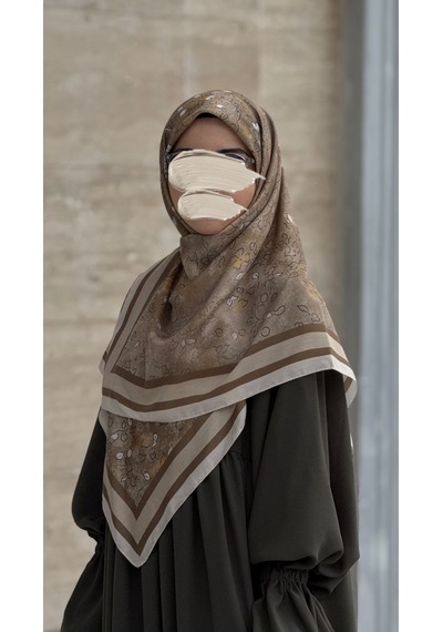 Qalortex Scarf Pamuklu Soft Minâ Desen Eşarp-yosun Yosun Yeşili