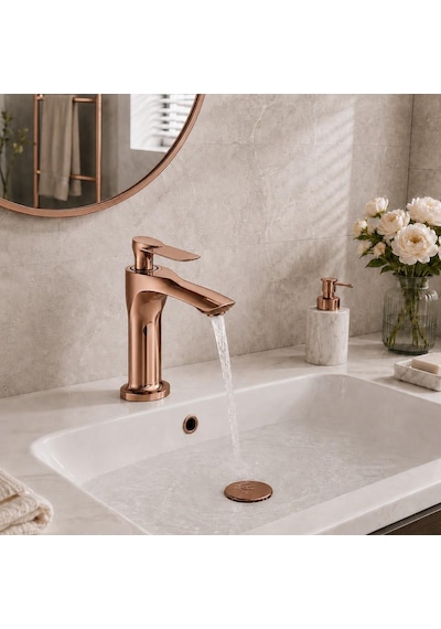 Lava Kısa Lavabo Bataryası Parlak Rose