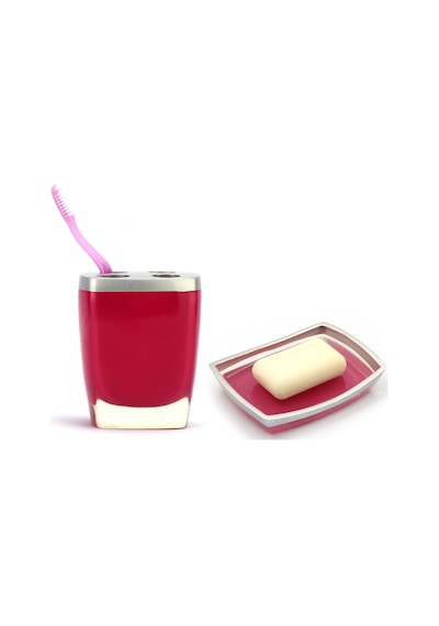 Sıa 2 Li Banyo Seti.Gri Pembe Model Poliresin Gri - Pembe