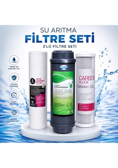 H-max 3'lü Su Arıtma Filtre Seti