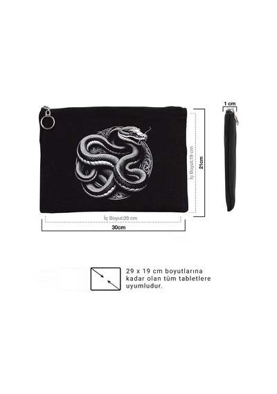Tattoo Tablet/portföy Çanta - Astarlı 30x21 Cm Siyah - No.07 Siyah
