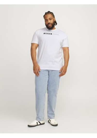 Jack & Jones Jack Jones Yazılı Erkek Büyük Beden Tişört 12243630 Beyaz