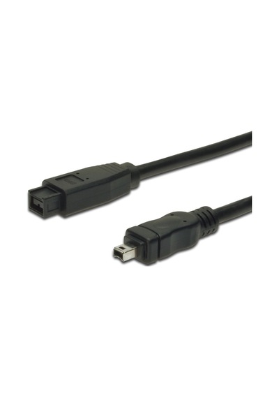 Firewire 800 Bağlantı Kablosu, 9 Pin Erkek - 4 Pin Erkek, 1.80 Metre, Awg: 26/28, Ieee 1394-2008, Ul, Siyah Renk-18611