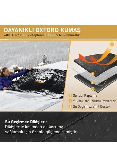 Buz Ve Kar Önleyici Araç Ön Cam Örtüsü Brandası Ağır Hizmet Tipi 600d Oxford Kumaş Arabalar