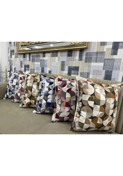 Nivemeshome Mozaik Yeşil-kahve 45x45 Dolgulu Kırlent Kılıfı Yeşil