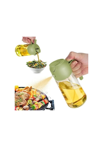 600 Ml Sprey Ve Normal Dökme Yağdanlık Limon Sirke Sos Vs Püskürtücü Çok Amaçlı Cam Sprey Şişe Yeşil Diğer