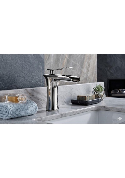 Edge Kısa Lavabo Bataryası Parlak Krom
