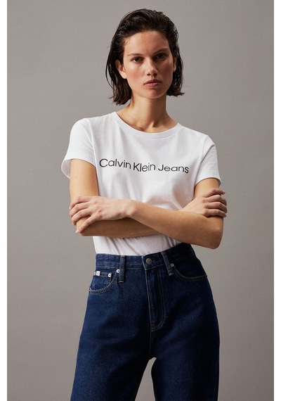 Calvin Klein Bisiklet Yaka Beyaz Kadın T-shirt J20j220253yaf Beyaz