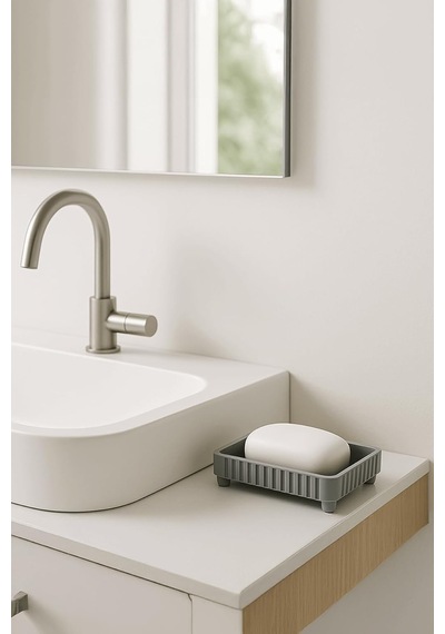 Sas Haus Banyo Takımı Diş Fırçalık Sıvı Sabunluk Katı Sabunluk 3'lü Set Gri Çok Renkli
