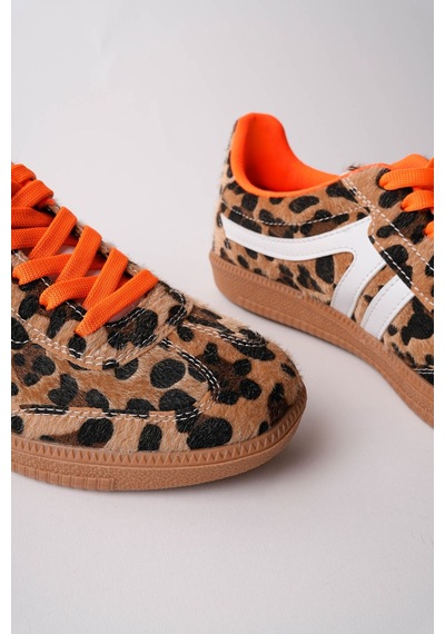 Muggo Huxley Çift Bağcıklı Günlük Kadın Sneaker Spor Ayakkabı Leopar