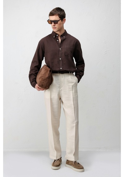 Antioch Lyocell Relaxed Fit Pileli Erkek Pantolon Taş