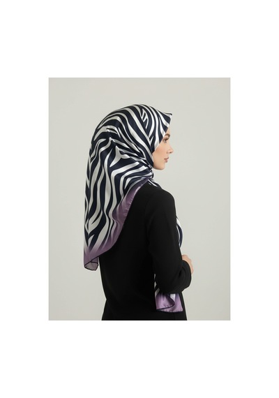 Lady Coco Zebra Desenli Dijital Baskı Rayon Eşarp Lila