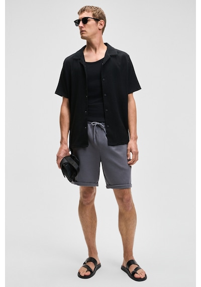 Grimelange YOURI Erkek Beli Lastikli Arka Tek Cepli Relaxed Fit Gri Şort