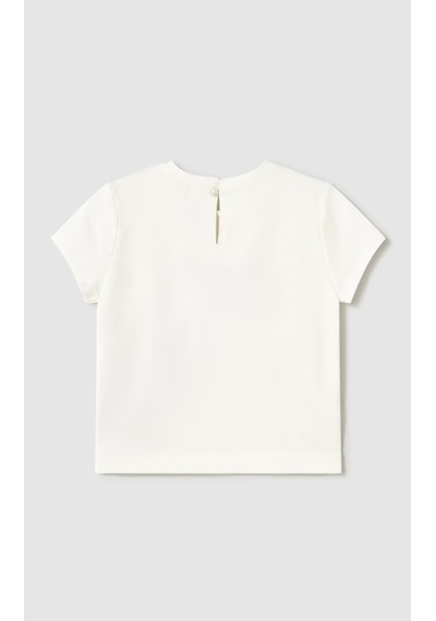 Kız Bebek Kısa Kol T-shirt Ekru