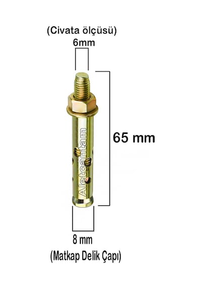 Aletçantam Çelik Dübel Gömlekli 6x65 (8mm) - 10 adet