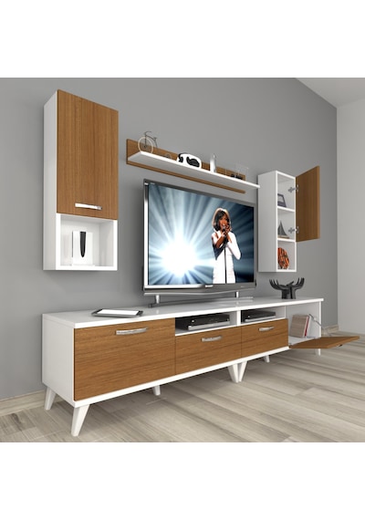 Decoraktiv Eko 5200da Mdf Retro Tv Ünitesi Tv Sehpası Beyaz - Ceviz