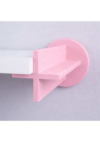 Basartstudio Dekoratif Modern Duvar Rafı - 3d Tasarım Kırmızı Destekli Kitaplık Ve Obje Rafı Pembe